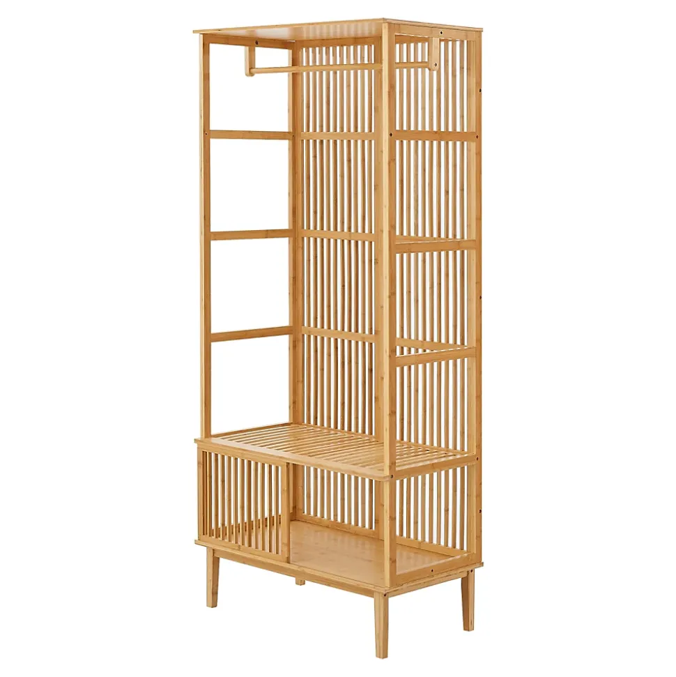 Portant à vêtements Vemb bambou 185 x 80 x 45 cm naturel en.casa