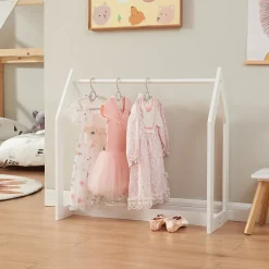 Portant à vêtements Værloese de forme cabane pour enfant 78 x 75 x 35 cm blanc en.casa