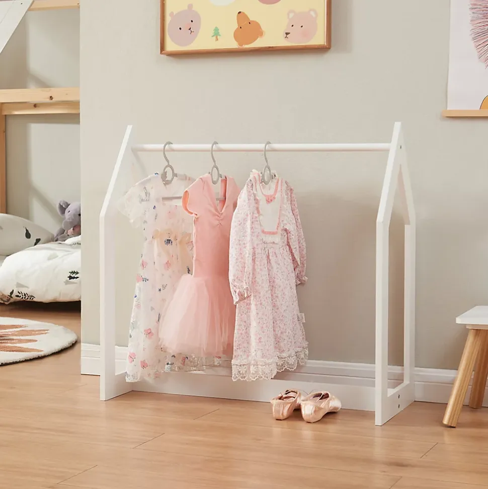 Portant à vêtements Værloese de forme cabane pour enfant 78 x 75 x 35 cm blanc en.casa