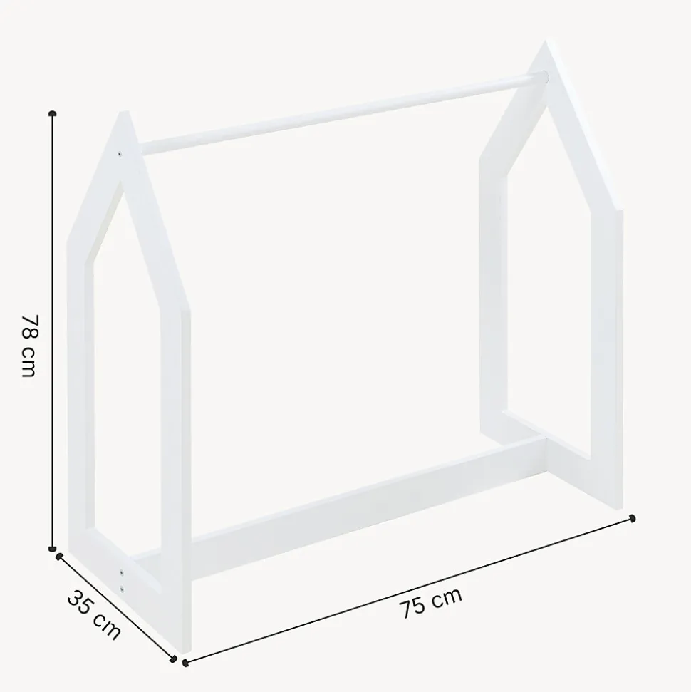 Portant à vêtements Værloese de forme cabane pour enfant 78 x 75 x 35 cm blanc en.casa