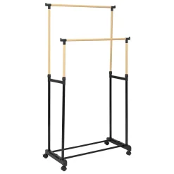 Portant à vêtements Woody en double métal et plastique 165x86cm - Noir- 5five