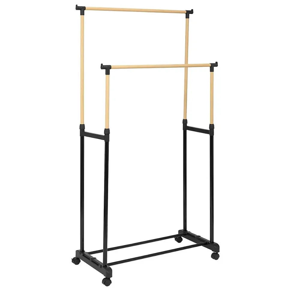 Portant à vêtements Woody en double métal et plastique 165x86cm - Noir- 5five