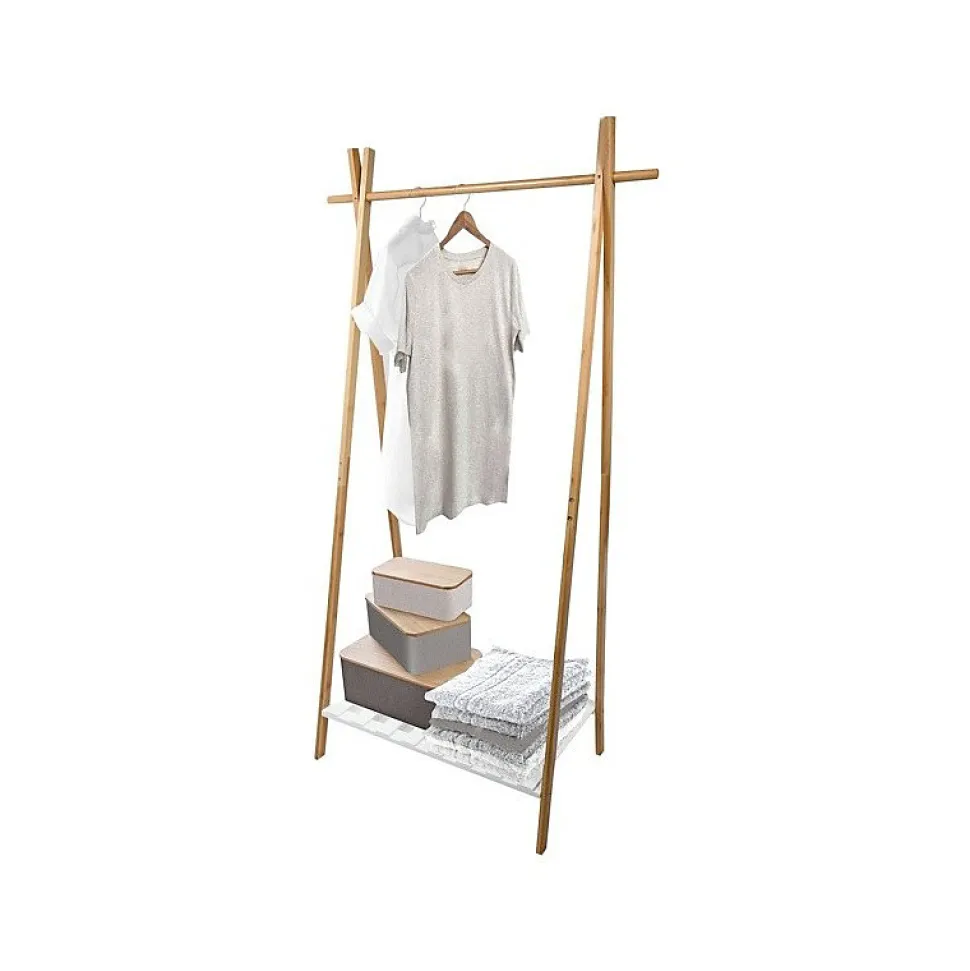 Portant Bambou avec étagère MIA Bois Blanc MSV