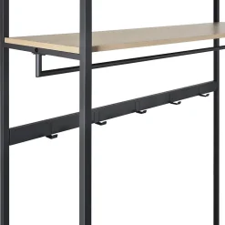 Portant d'entrée en bois et métal noir 110x200cm - rangement fermé et patères