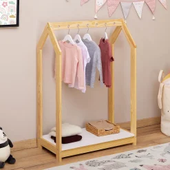 Portant enfant SALLY en pin massif - Coloris naturel et blanc