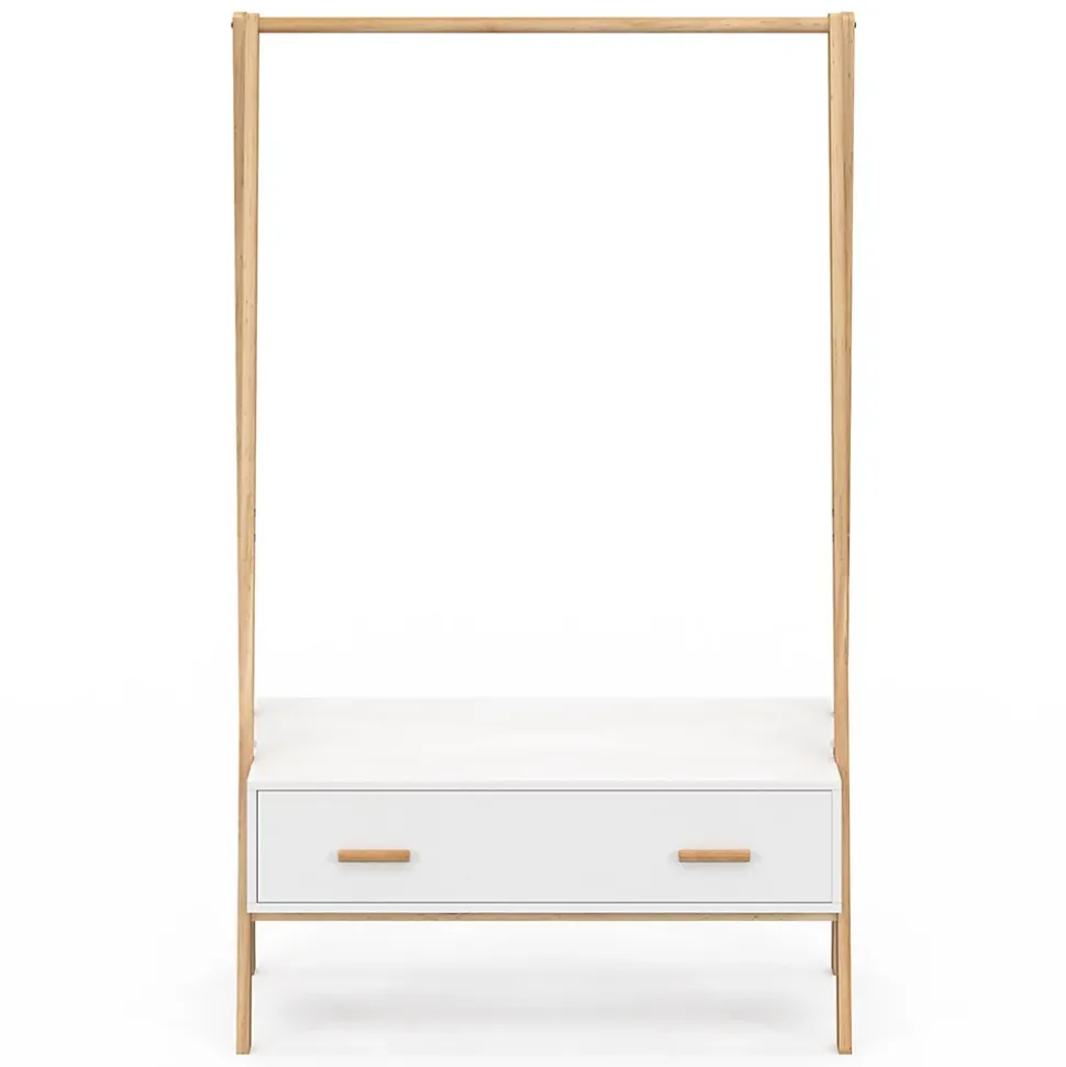 Portant enfant tipi LEON 130 cm avec 1 porte blanc et bois