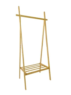 Portant pliable en bambou avec 1 étagère l. 75 x H. 160 cm