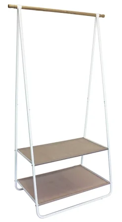 Portant simple avec 2 étagères Trendy H. 171 cm x L. 55 cm blanc et taupe