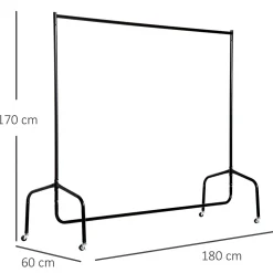 Portant tringle à vêtements acier charge max. 140 Kg dim. 180L x 60l x 170H cm noir