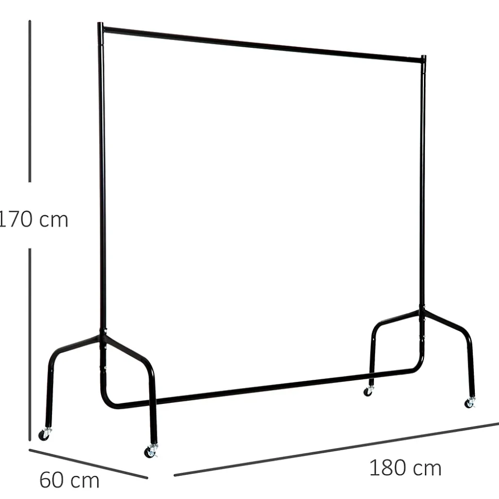 Portant tringle à vêtements acier charge max. 140 Kg dim. 180L x 60l x 170H cm noir