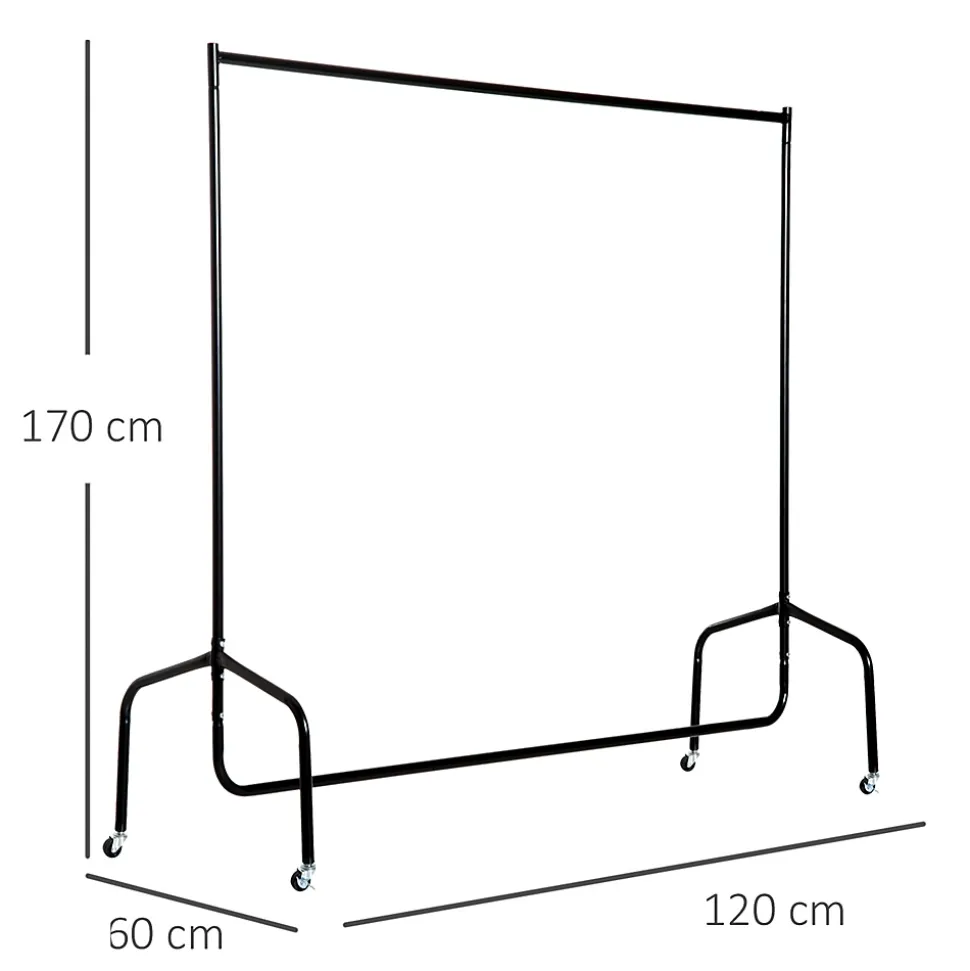 Portant tringle à vêtements acier charge max. 140 Kg dim. 120L x 60l x 170H cm noir