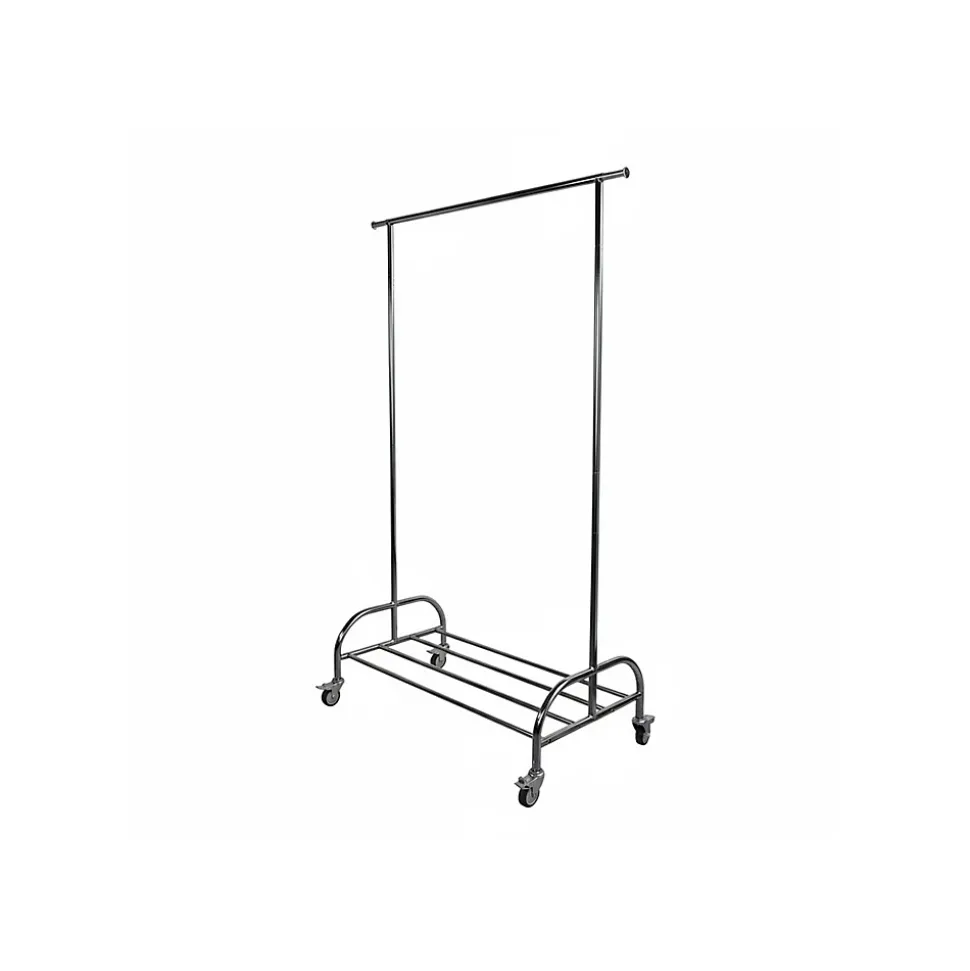 Portant vêtements roulettes métal gris argenté 108-168 x 53 x 181 cm