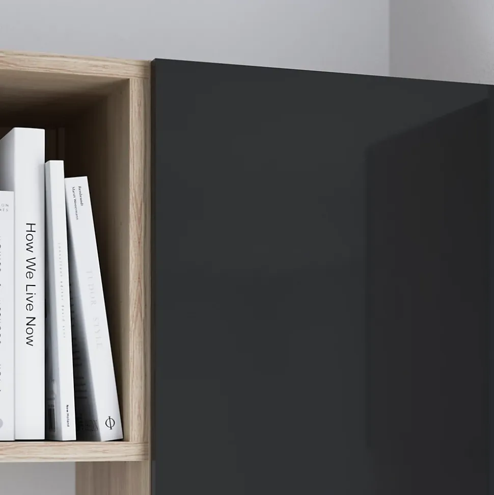 Porte battante anthracite brillant GoodHome Atomia H. 187,2 x 37,2 cm