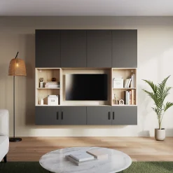 Porte battante anthracite GoodHome Atomia H. 112,2 x L. 49,7 cm