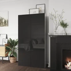 Porte battante anthracite brillant GoodHome Atomia H 37,2 x L. 49,7 cm