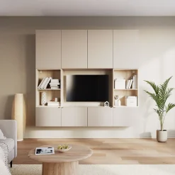 Porte battante beige cachemire GoodHome Atomia H. 224,7 x L. 49,7 cm