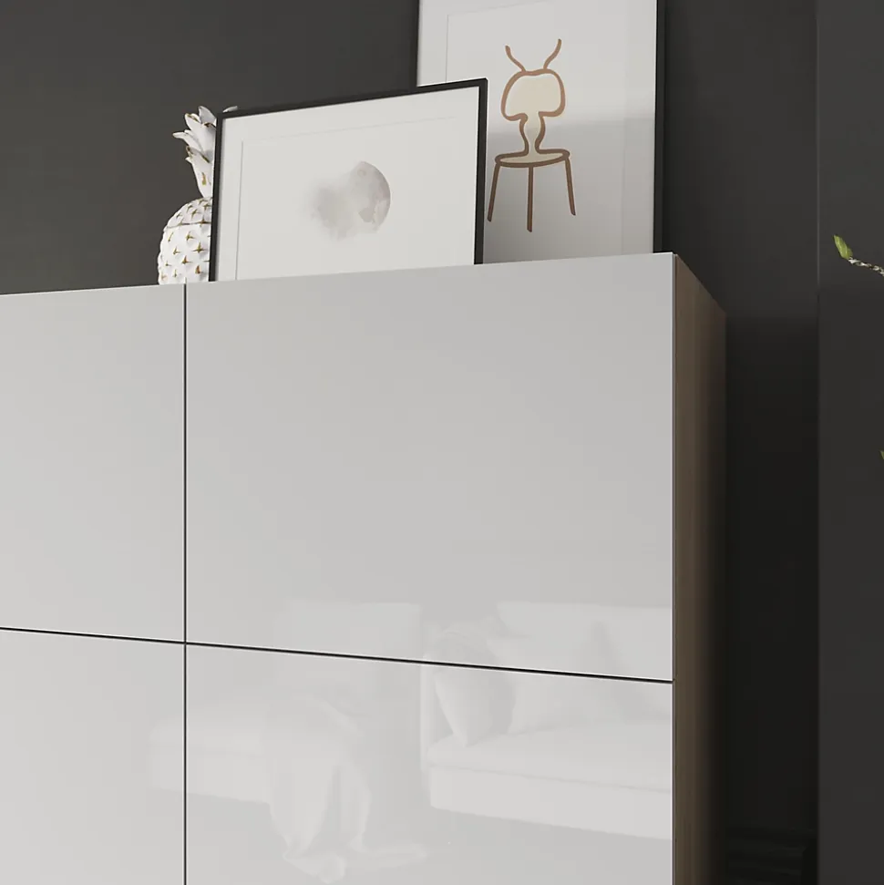 Porte battante blanche brillante GoodHome Atomia H 37,2 x L. 49,7 cm