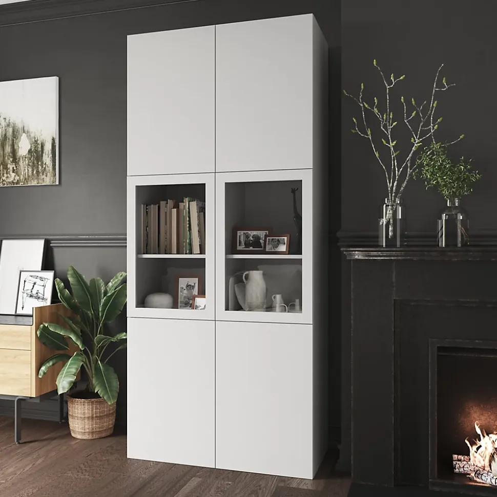 Porte battante blanche en verre GoodHome Atomia H 74,7 x L. 49,7 cm
