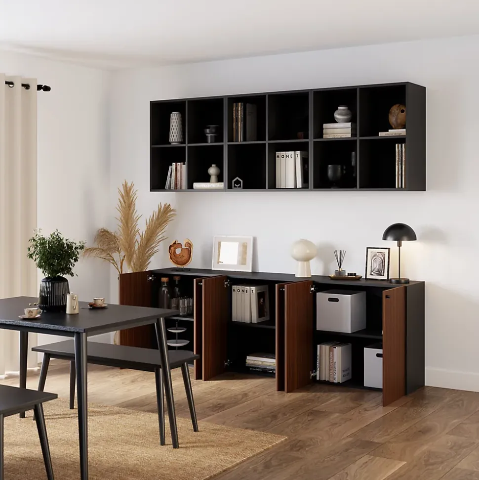 Porte battante effet noyer GoodHome Atomia H. 37,2 x L. 37,2 cm