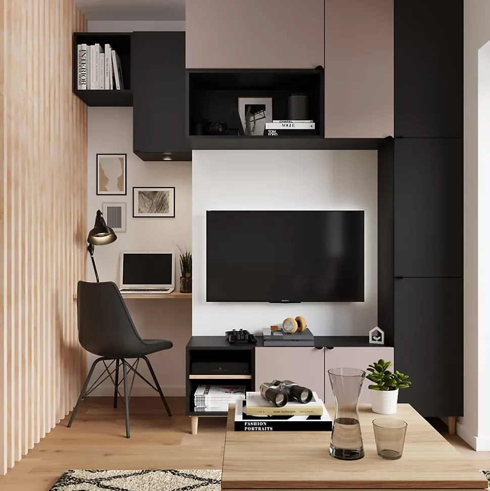 Porte battante noir GoodHome Atomia H. 37,2 x L. 37,2 cm