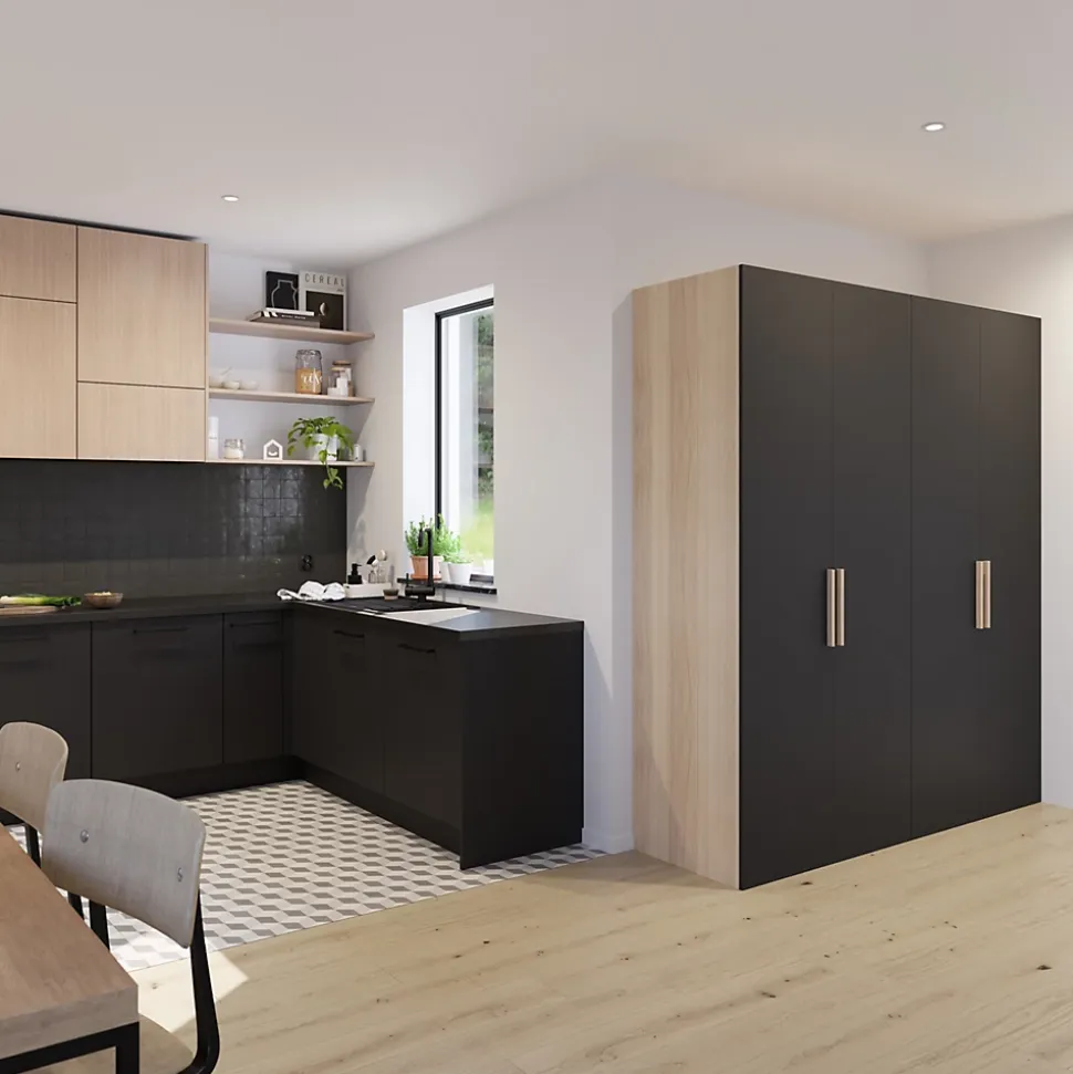 Porte battante noir GoodHome Atomia H. 224,7 x L. 37,2 cm