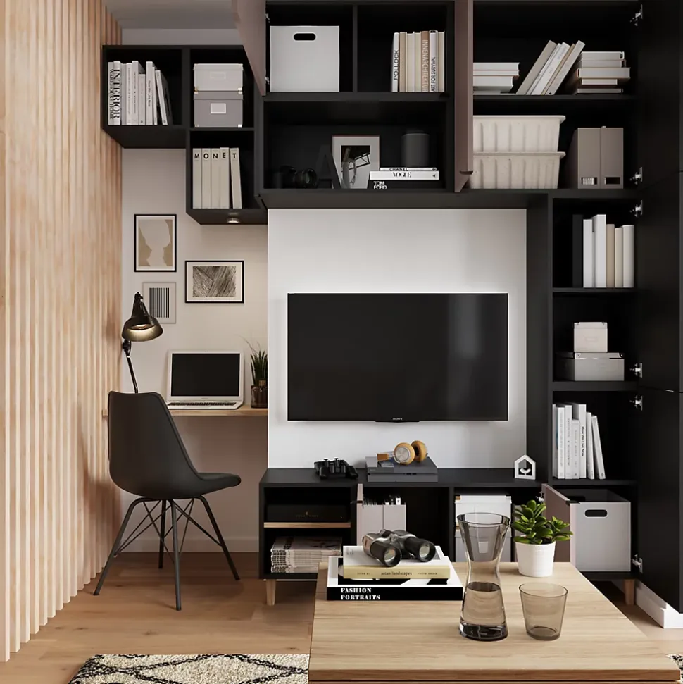Porte battante noir GoodHome Atomia H. 187,2 x L. 49,7 cm