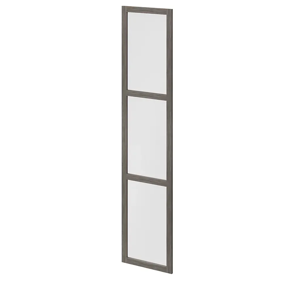 Porte battante verre opaque effet chêne grisé GoodHome Atomia H. 224,7 x L. 49,7 cm