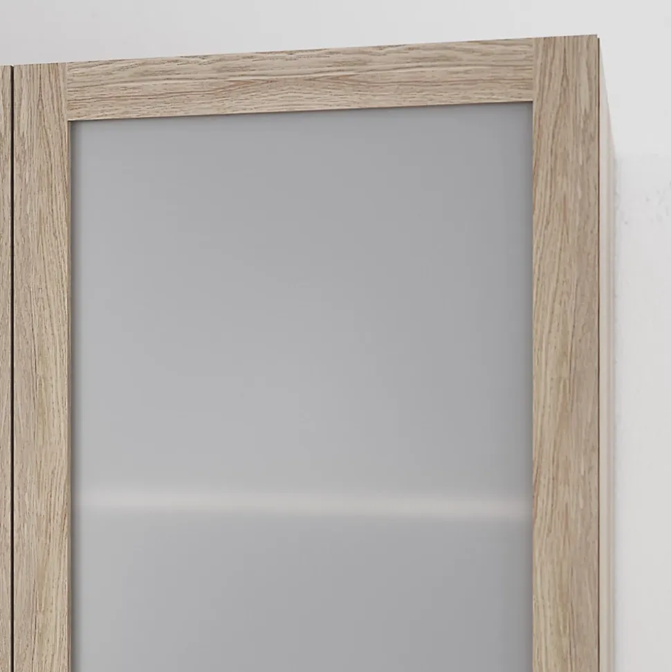 Porte battante verre opaque effet chêne GoodHome Atomia H. 224,7 x L. 49,7 cm