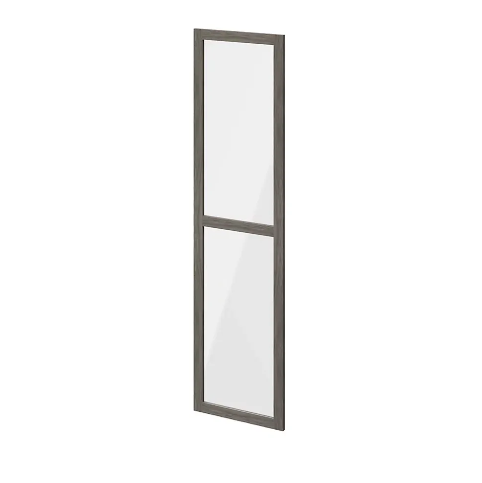 Porte battante verre transparent effet chêne grisé GoodHome Atomia H. 187,2 x L. 49,7 cm