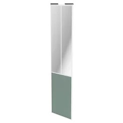 Porte de placard coulissante atelier vert de gris profil blanc GoodHome Arius H. 248,5 x L. 61.2 cm + amortisseurs