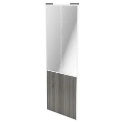 Porte de placard coulissante atelier effet chêne grisé profil blanc GoodHome Arius H. 248,5 x L. 91.2 cm + amortisseurs