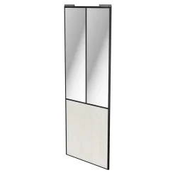 Porte de placard coulissante atelier bois nordique profil noir GoodHome Arius H. 248,5 x L. 91.2 cm + amortisseurs