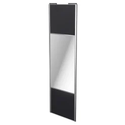 Porte de placard coulissante avec miroir noir profil gris GoodHome Arius H. 248,5 x L. 77.2 cm + amortisseurs