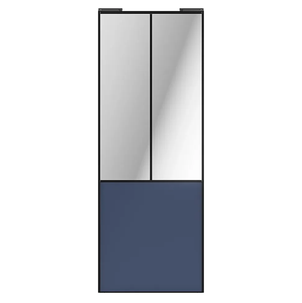 Porte de placard coulissante atelier bleu profil noir GoodHome Arius H. 248,5 x L. 91.2 cm + amortisseurs