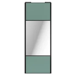 Porte de placard coulissante avec miroir vert de gris profil noir GoodHome Arius H. 248,5 x L. 92.2 cm + amortisseurs