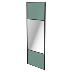 Porte de placard coulissante avec miroir vert de gris profil noir GoodHome Arius H. 248,5 x L. 92.2 cm + amortisseurs