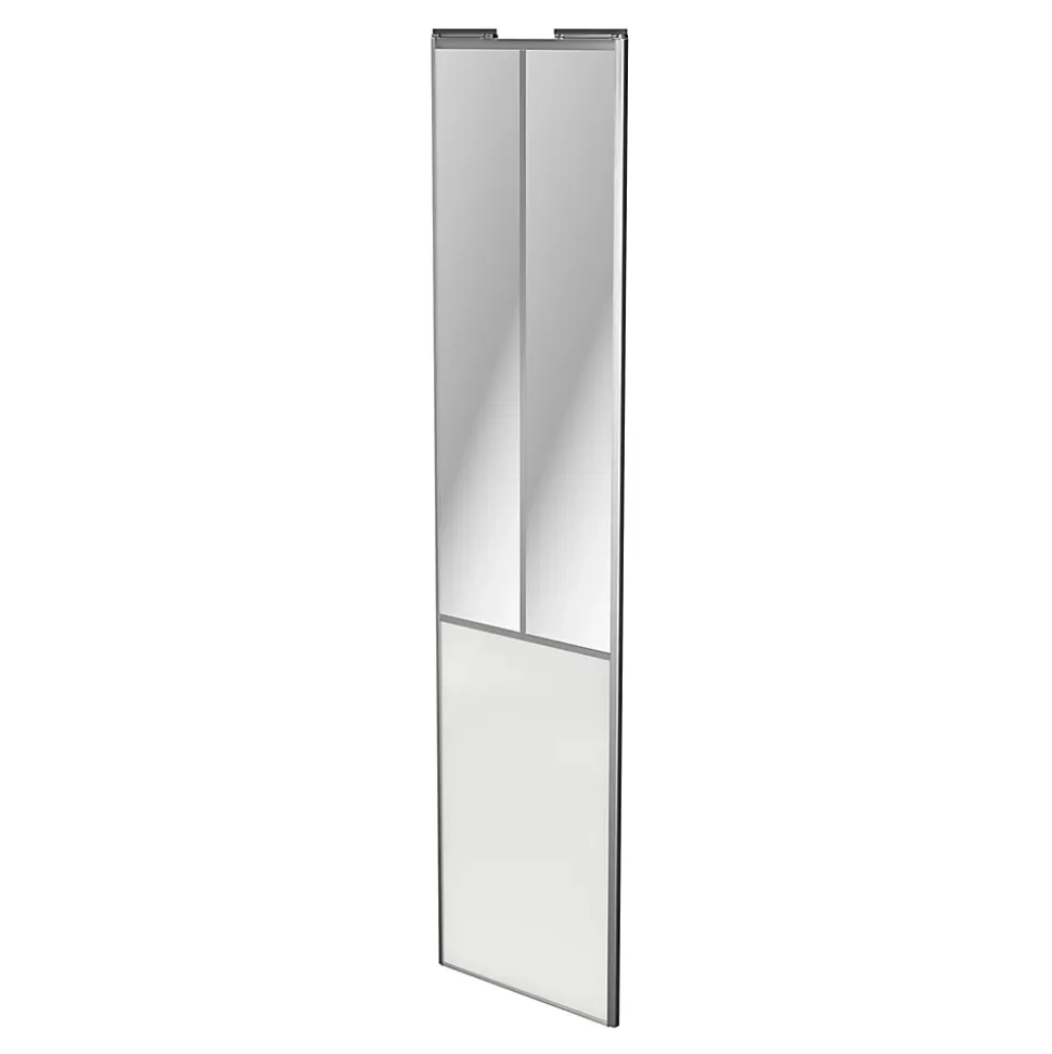 Porte de placard coulissante atelier blanc brillant profil gris GoodHome Arius H. 248,5 x L. 61.2 cm + amortisseurs