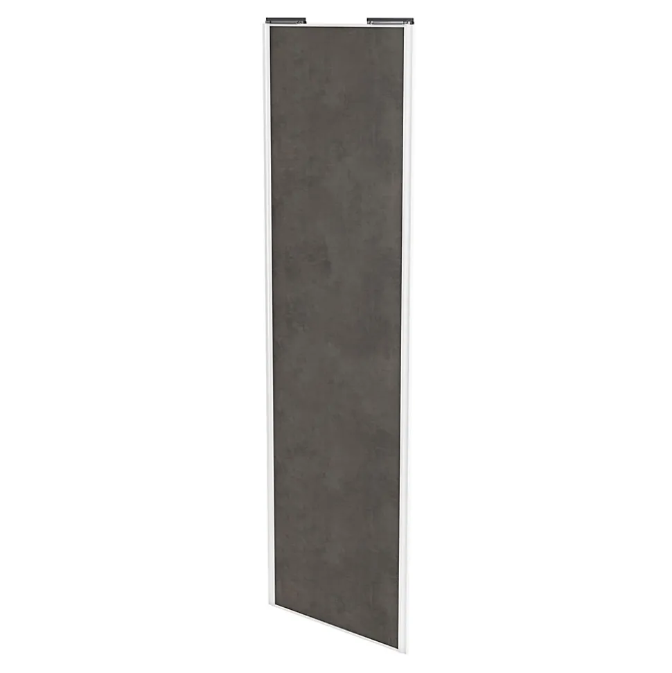 Porte de placard coulissante gris antique profil blanc GoodHome Arius H. 248,5 x L. 77.2 cm + amortisseurs