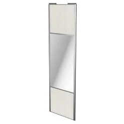 Porte de placard coulissante avec miroir bois nordique profil gris GoodHome Arius H. 248,5 x L. 77.2 cm + amortisseurs