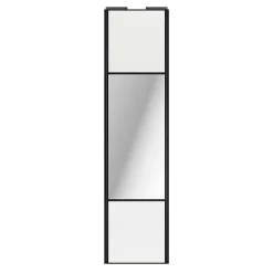 Porte de placard coulissante avec miroir blanc brillant profil noir GoodHome Arius H. 248,5 x L. 62.2 cm + amortisseurs