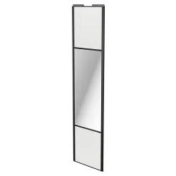 Porte de placard coulissante avec miroir blanc brillant profil noir GoodHome Arius H. 248,5 x L. 62.2 cm + amortisseurs