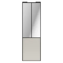 Porte de placard coulissante atelier gris clair mat profil noir GoodHome Arius H. 248,5 x L. 76.2 cm + amortisseurs