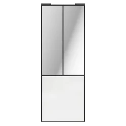 Porte de placard coulissante atelier blanc brillant profil noir GoodHome Arius H. 248,5 x L. 91.2 cm + amortisseurs