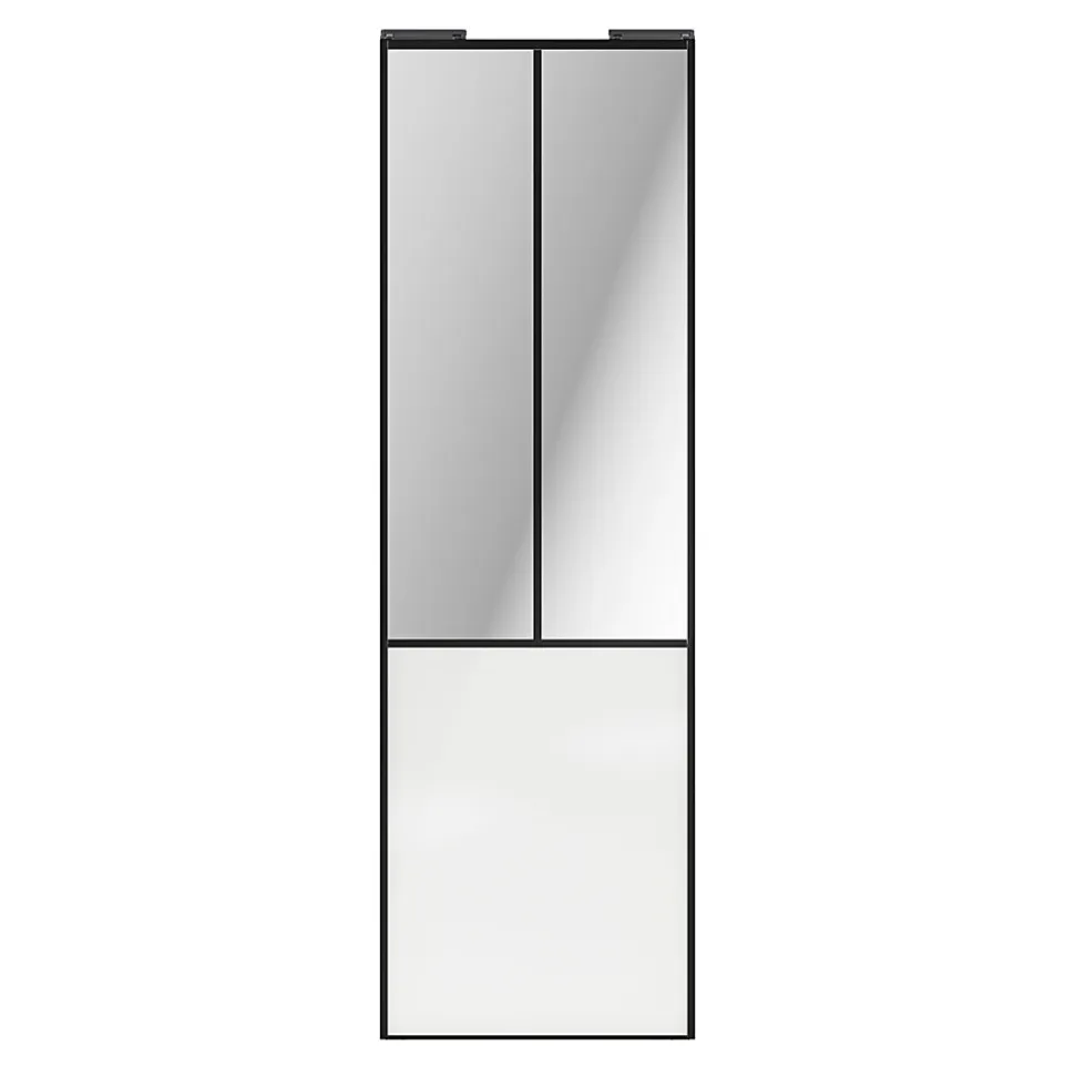 Porte de placard coulissante atelier blanc brillant profil noir GoodHome Arius H. 248,5 x L. 76.2 cm + amortisseurs