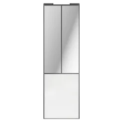 Porte de placard coulissante atelier blanc brillant profil gris GoodHome Arius H. 248,5 x L. 76.2 cm + amortisseurs
