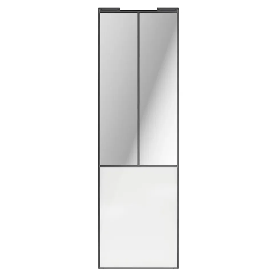Porte de placard coulissante atelier blanc brillant profil gris GoodHome Arius H. 248,5 x L. 76.2 cm + amortisseurs