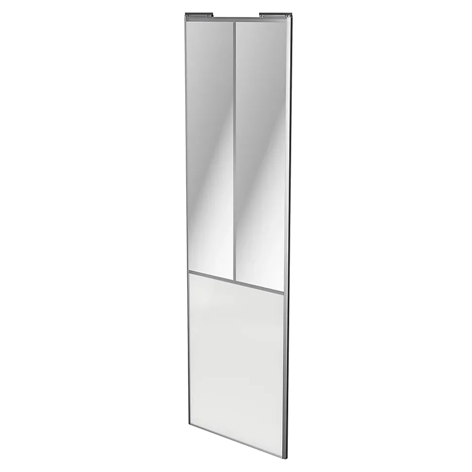 Porte de placard coulissante atelier blanc brillant profil gris GoodHome Arius H. 248,5 x L. 76.2 cm + amortisseurs