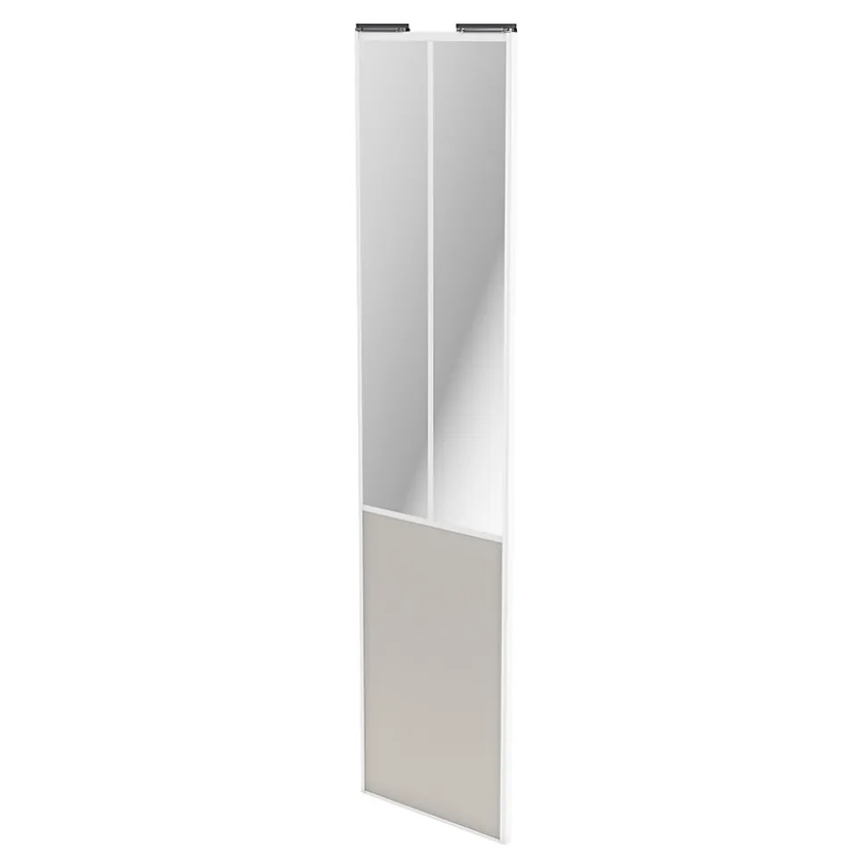 Porte de placard coulissante atelier gris clair mat profil blanc GoodHome Arius H. 248,5 x L. 61.2 cm + amortisseurs