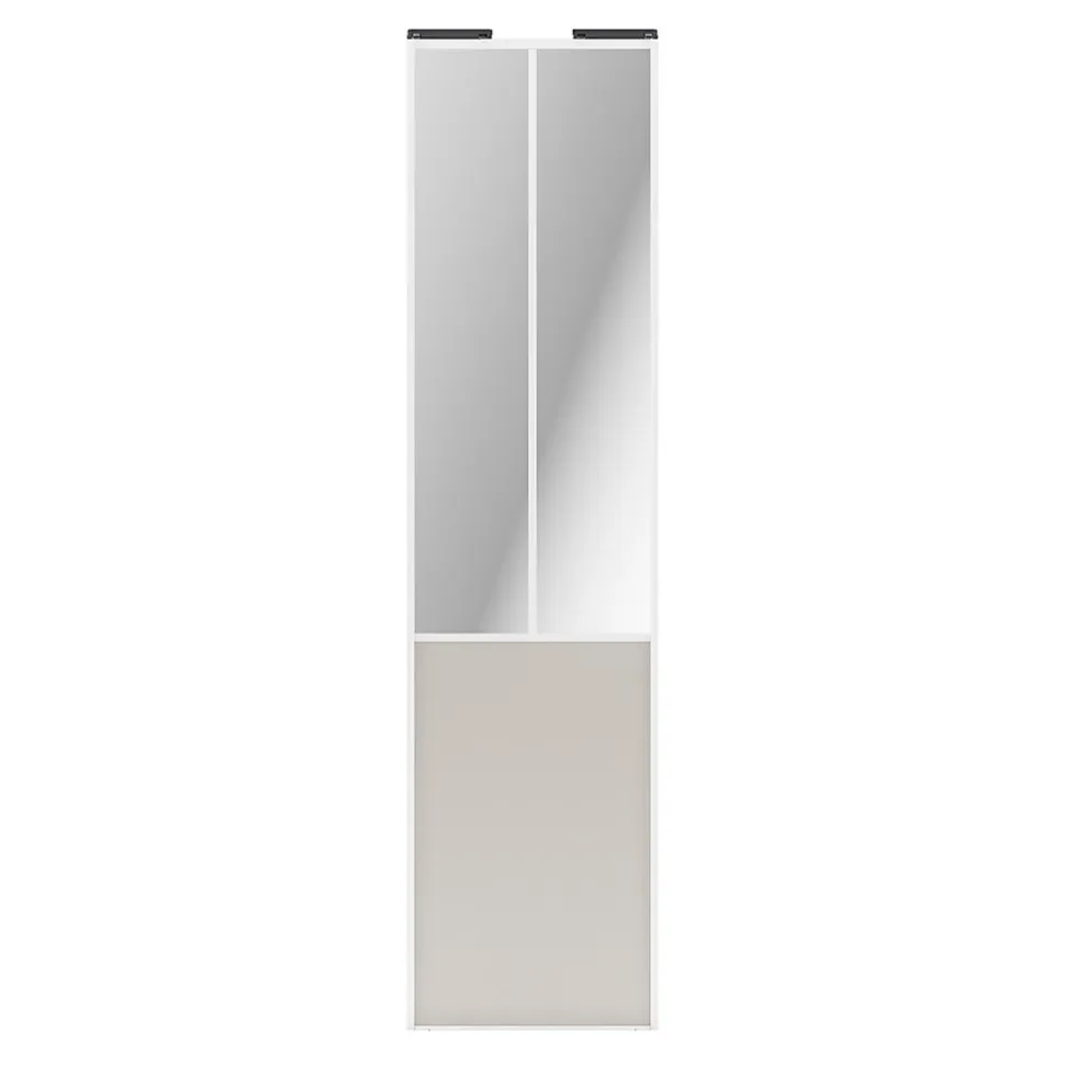 Porte de placard coulissante atelier gris clair mat profil blanc GoodHome Arius H. 248,5 x L. 61.2 cm + amortisseurs