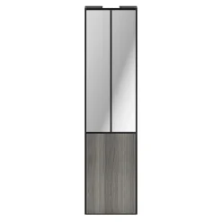 Porte de placard coulissante atelier effet chêne grisé profil noir GoodHome Arius H. 248,5 x L. 61.2 cm + amortisseurs